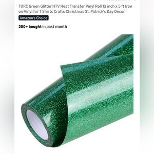 Green glitter HTV heat transfer vinyl roll 12 inch by 5 foot iron on vinyl